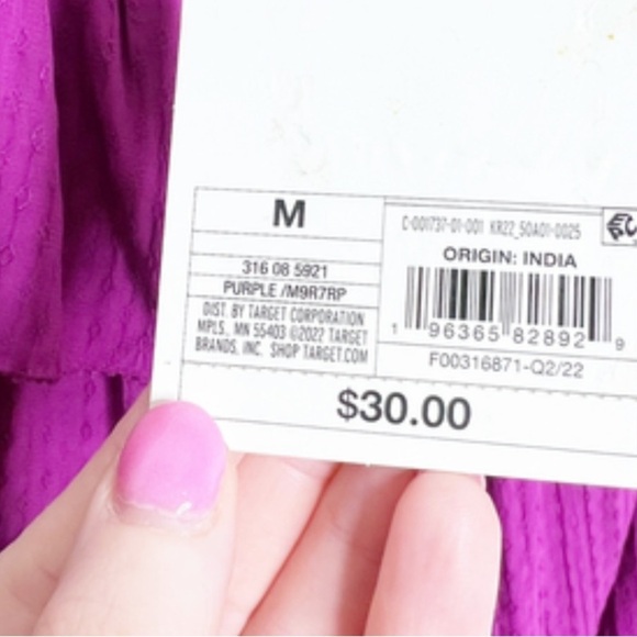 New with Tag Knox Rose Womens Purple Ruffle Polka Dot Texture Long Sleeve Blouse - Picture 15 of 16